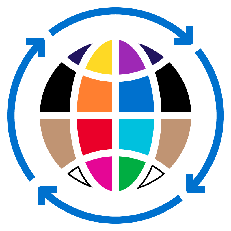 icon of a globe in a raibow of colors