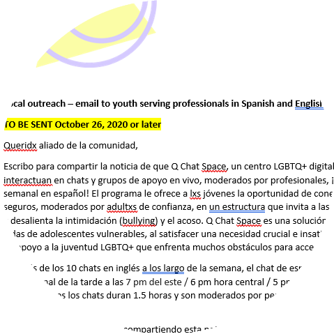 Plantilla de email/carta